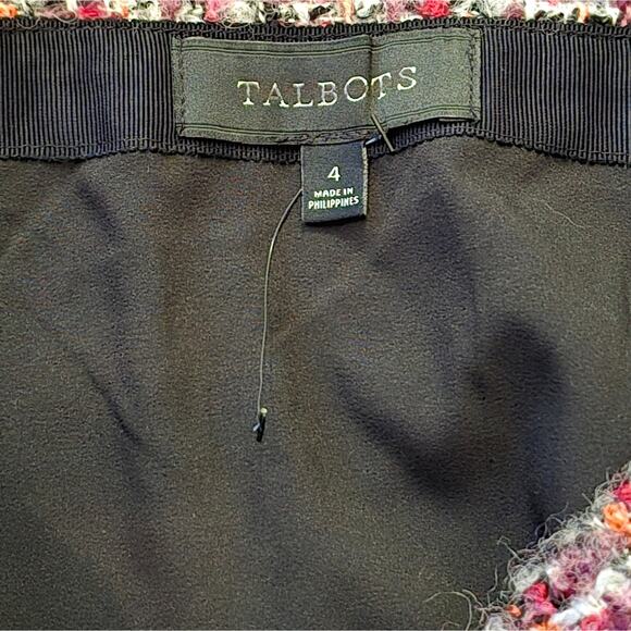 Talbots Plaid Tweed Boulce Fringe Pink Wool Blend Pencil Skirt Size 4 - Picture 11 of 11